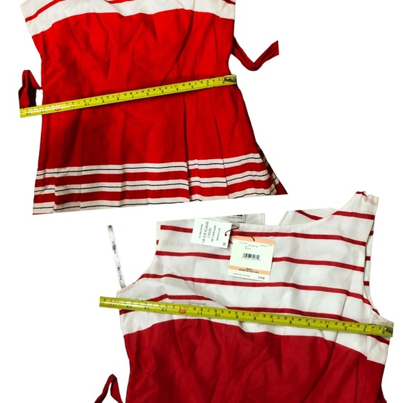 Anne Klein red black white colorblock belted fit & flare sleeveless dress size 2 - Picture 16 of 16